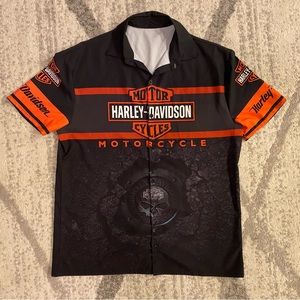 Hawaiian Style Harley Davidson Short Sleeve Shirt Lightweight Cool Men's XL